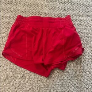 Lululemon Athletica Red high wasted Athletic Shorts for Performance